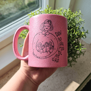 Krus: Din ro får mig til at gro Pink Glimmer – produktbillede