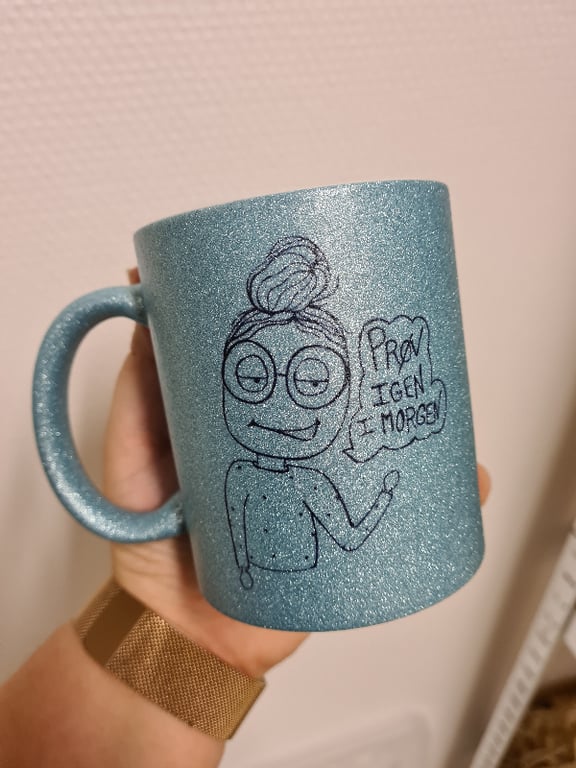 Krus: prøv igen i morgen Lys Blå Glimmer  billede 2