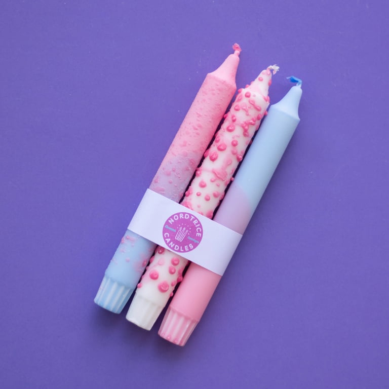 Lys: Koniske stearinlys- 3 pakke/fuschia billede 2