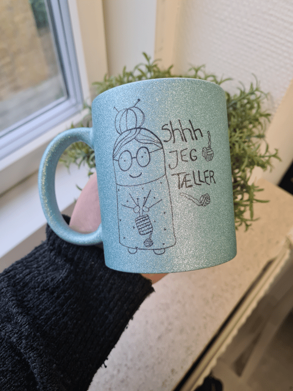 Krus: shhh jeg tæller Lys blå Glimmer