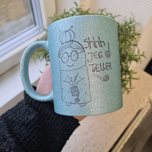 Krus: shhh jeg tæller Lys blå Glimmer – produktbillede