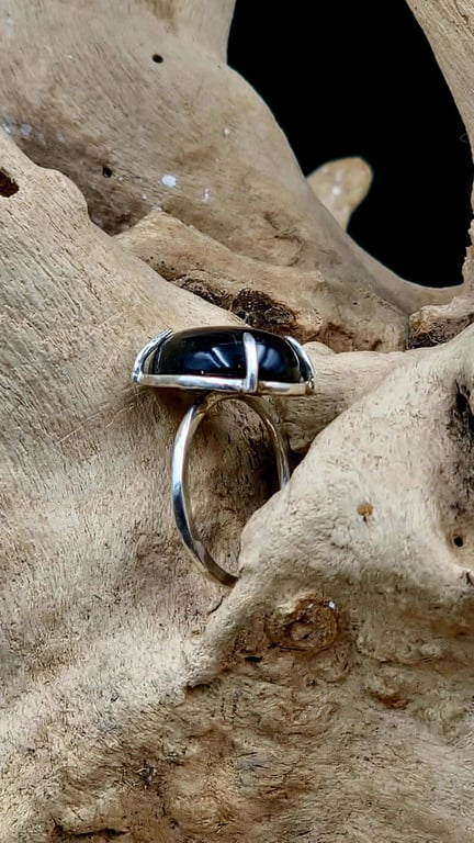 Sort onyx ring - str 56 billede 3