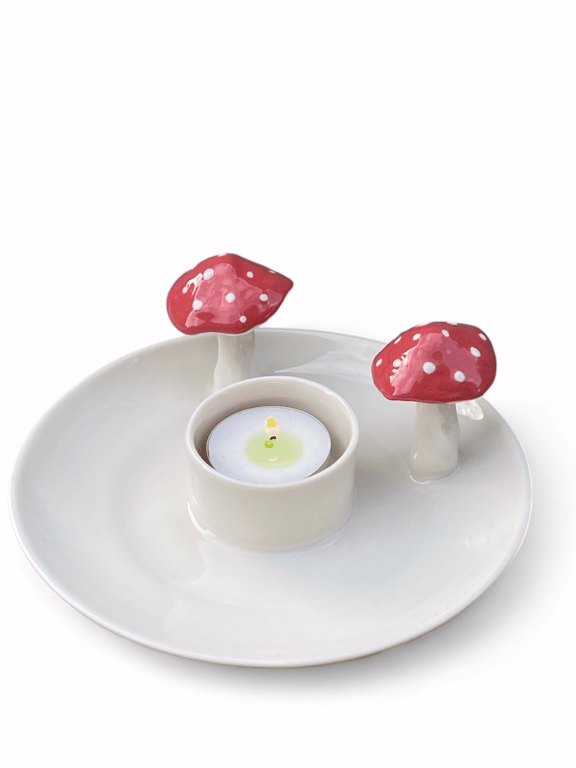 Svampetallerken til fyrfadslys