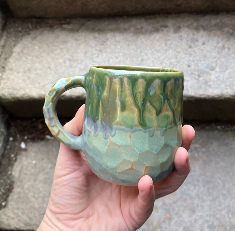 Facetskåret kop med hank billede 4