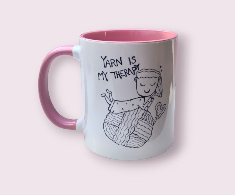 Krus: yarn is my therapy Rosa billede 2
