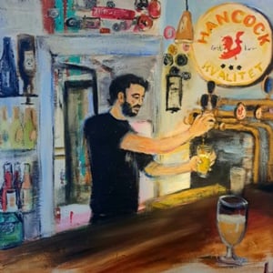 Blågårds apotek, hvor jeg har haft 2 udstillinger og gode stunder, akryl 60x60 – produktbillede