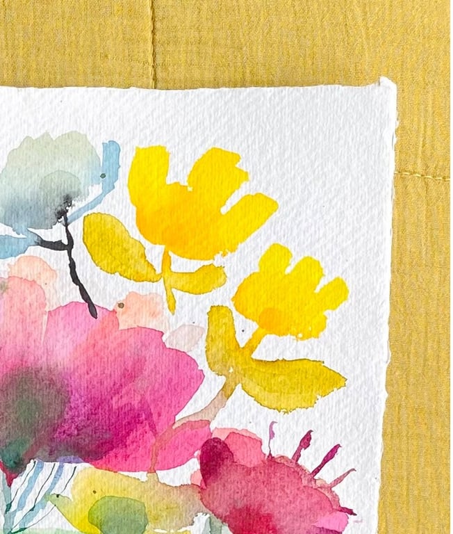 Grøn stribede vase - original akvarel billede 3