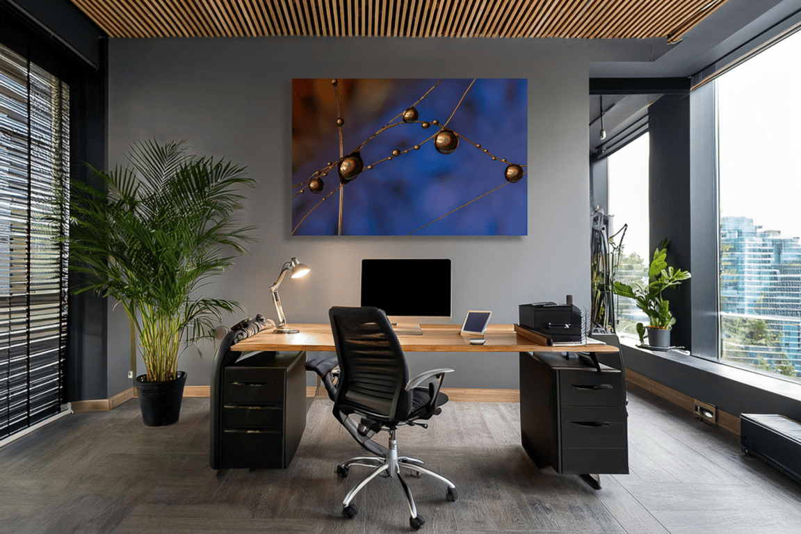 Vanddråber i makro kunst i blå nuancer. billede 3