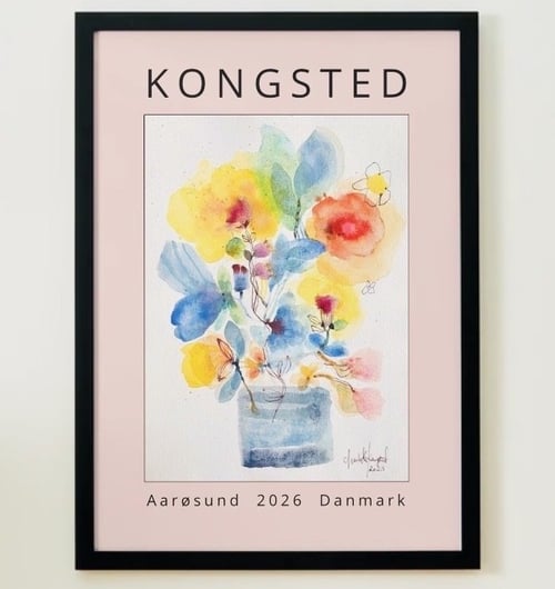 Den blå stribede vase - print af ægte akvarelmaleri (3)
