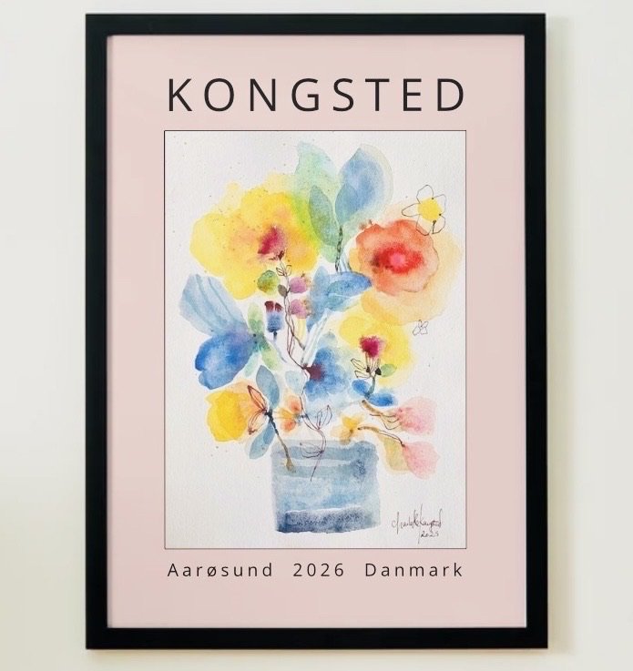 Den blå stribede vase - print af ægte akvarelmaleri billede 3