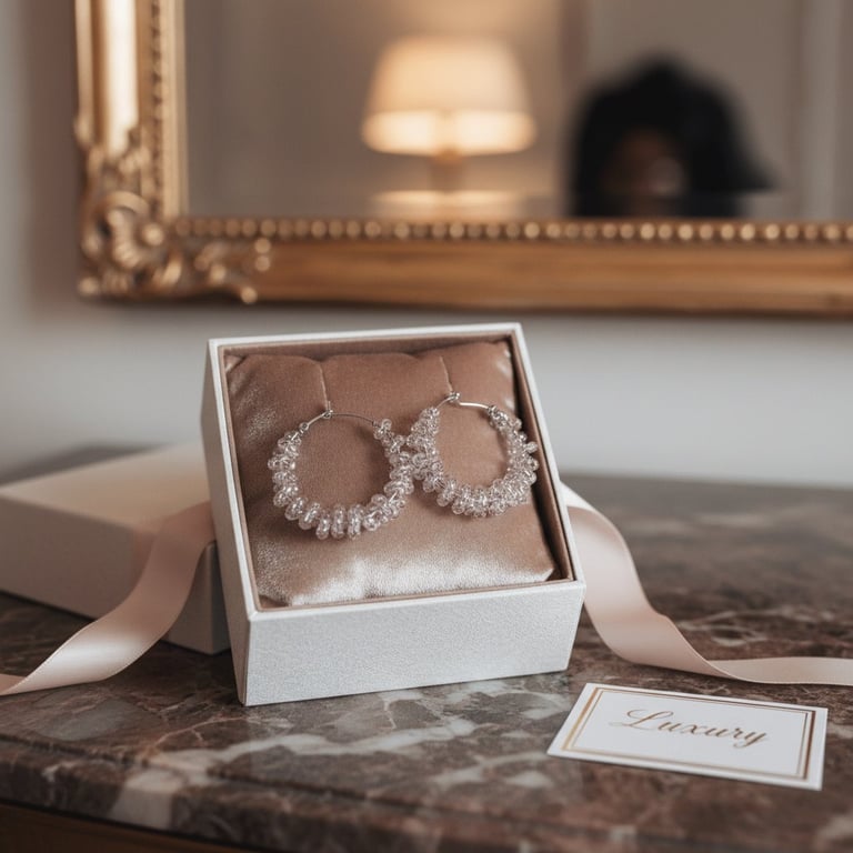 Meget lyserøde glasperler snoet omkring creolerne