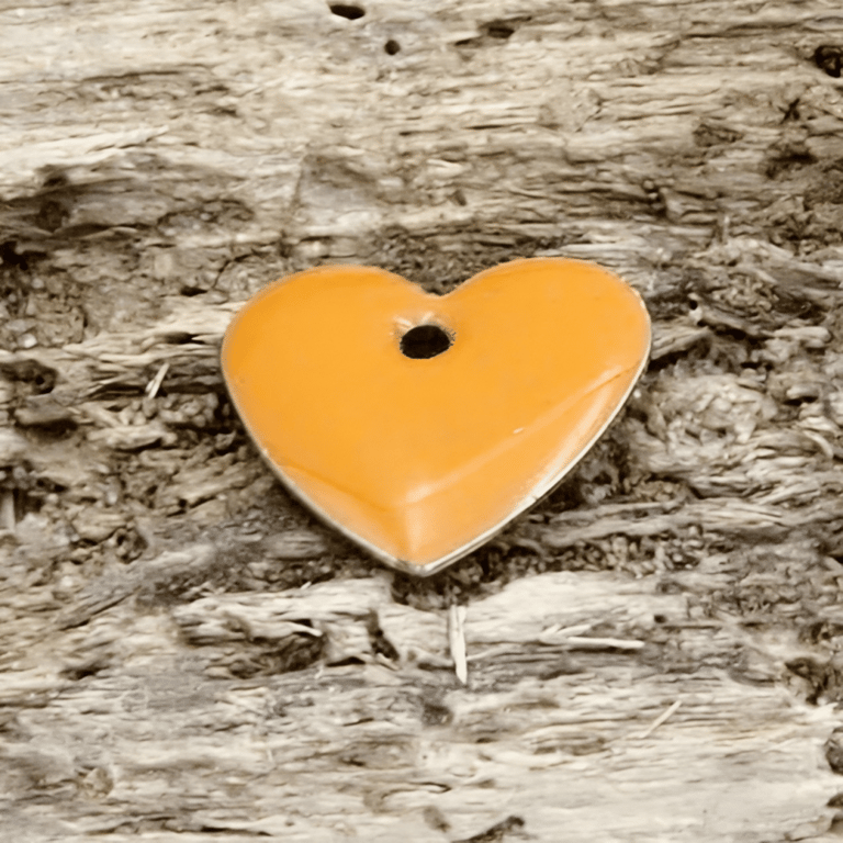 Emalje hjerter - små varm orange. billede 2