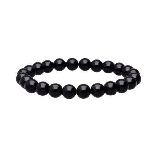 Sort armbånd lavet af runde perler på elastisk snor. (2)