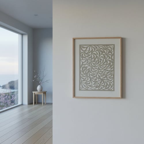 40x50cm papercut, beigegrå, indrammet  (3)