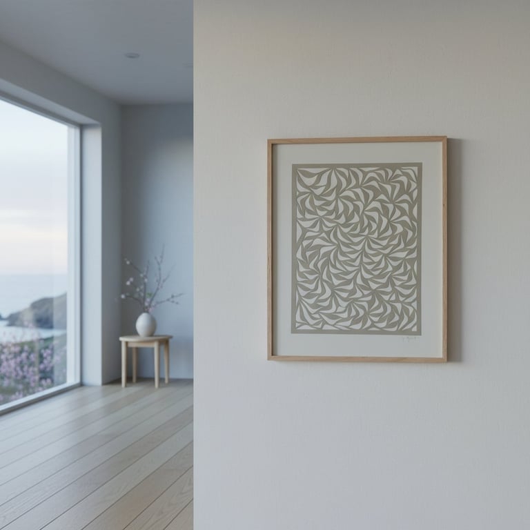 40x50cm papercut, beigegrå, indrammet  (3)