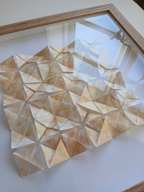 30x30cm unika akvarel, foldet papirværk. indrammet (6)