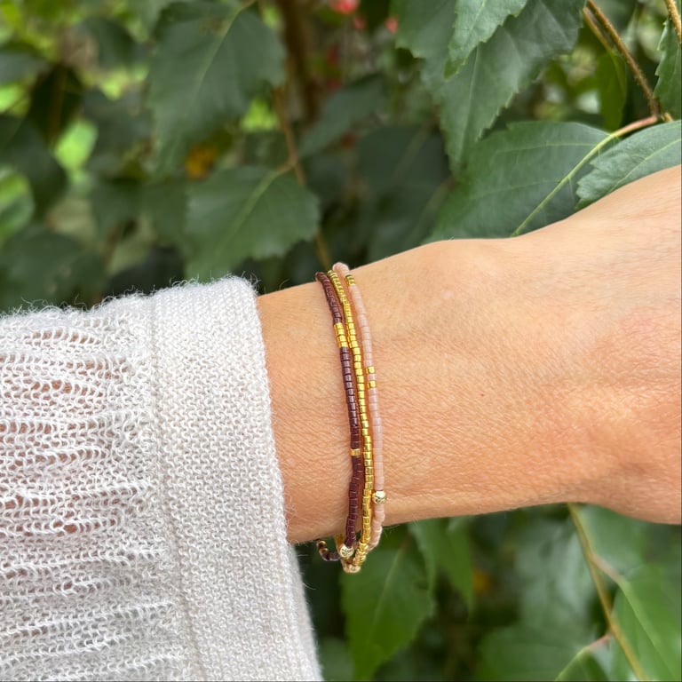 BRUN &amp; GULD MIX 3 ARMBÅND billede 3