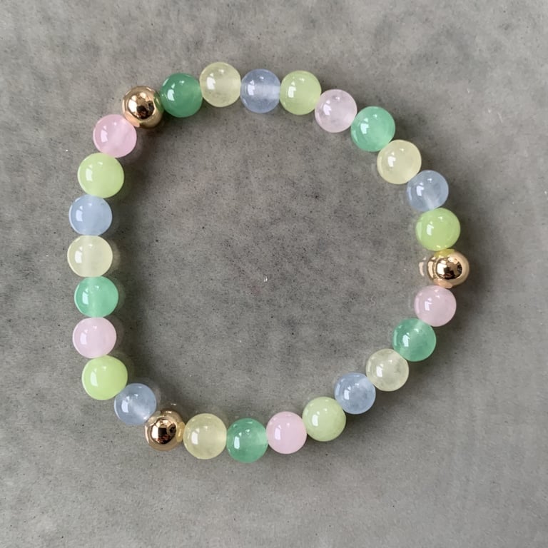 Multifarvet jade armbånd 6mm