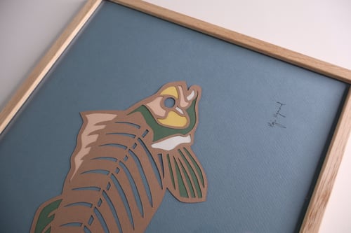 A3, indrammet papercut fisk (3)