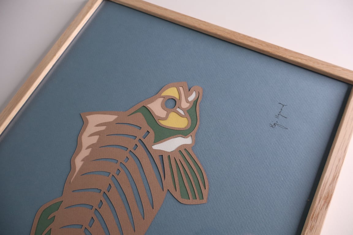 A3, indrammet papercut fisk (3)