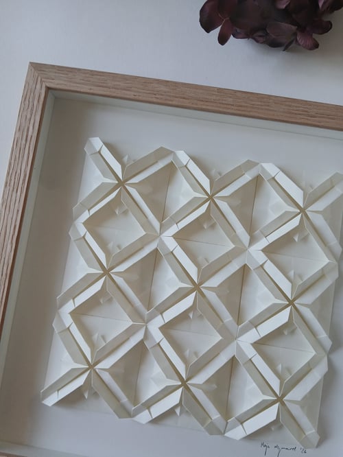 30x30cm foldet værk, naturhvid, indrammet 