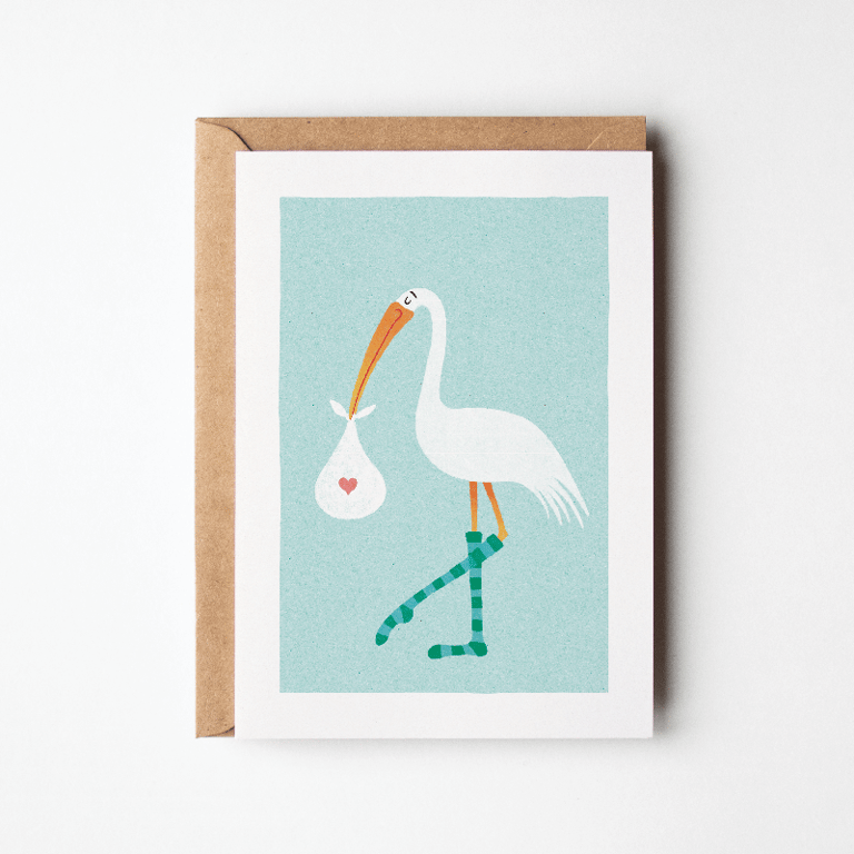Levering med storken – grøn – kort