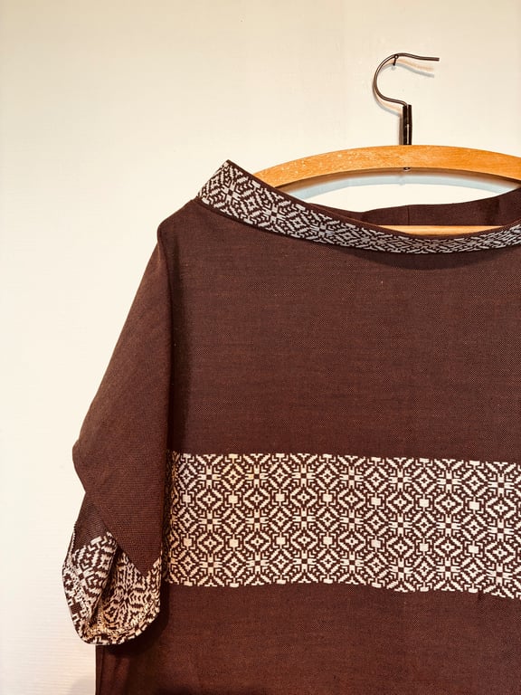 Brun Trine-bluse med korte ærmer billede 2