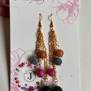 Lækre Øreringe med venturin perler – produktbillede