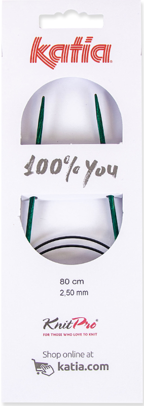 Tilbehør: KnitPro fast trærundpind 2,5 mm fra Katia - 80 cm 