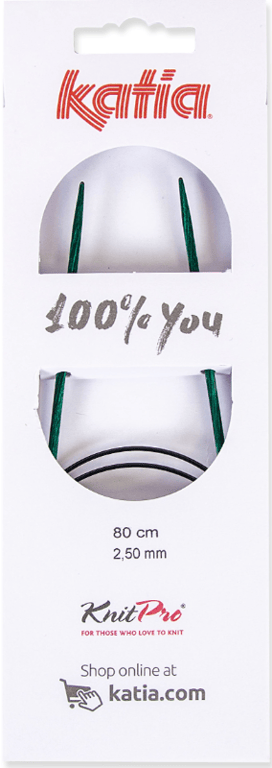 Udstyr: KnitPro træ rundpind 2,5 mm fra Katia - 80 cm fast wire m kugleled