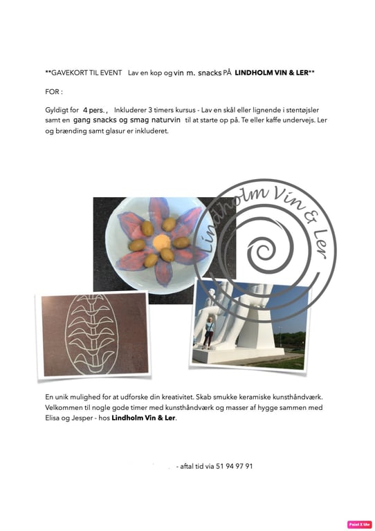 **Gavekort til kop-EVENT for 4 personer m. vin og snacks**