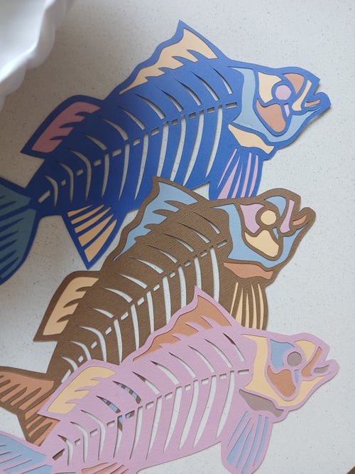 A3, indrammet papercut fisk (4)