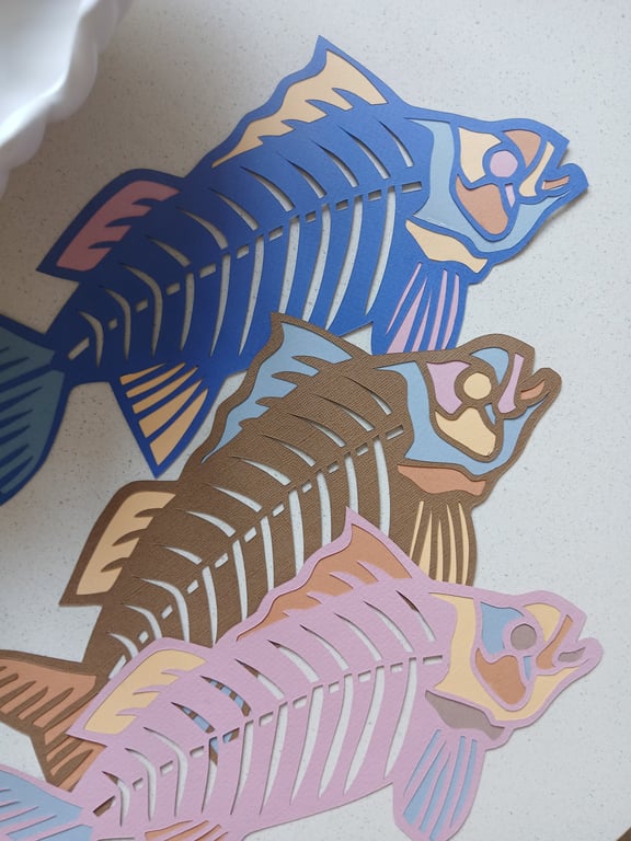 A3, indrammet papercut fisk billede 4