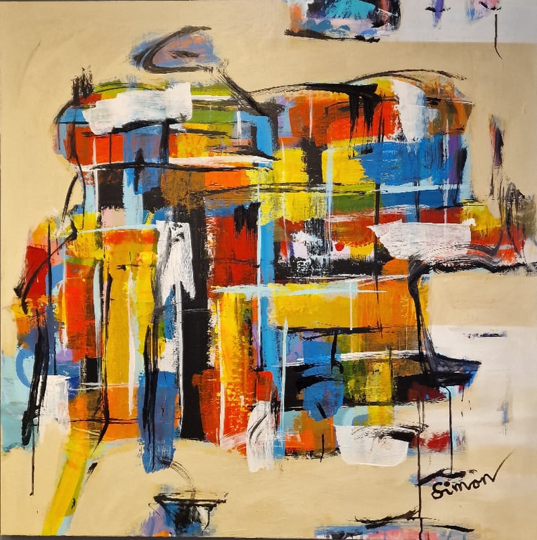 #1129 Maleri 100X100cm  sold billede 2