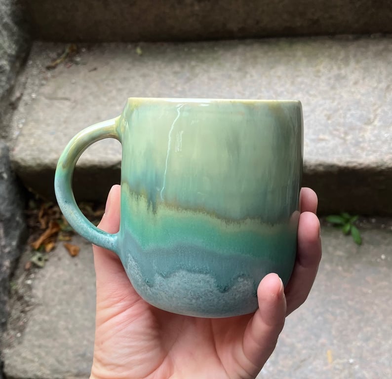 Hånddrejet kop/krus med hank billede 2