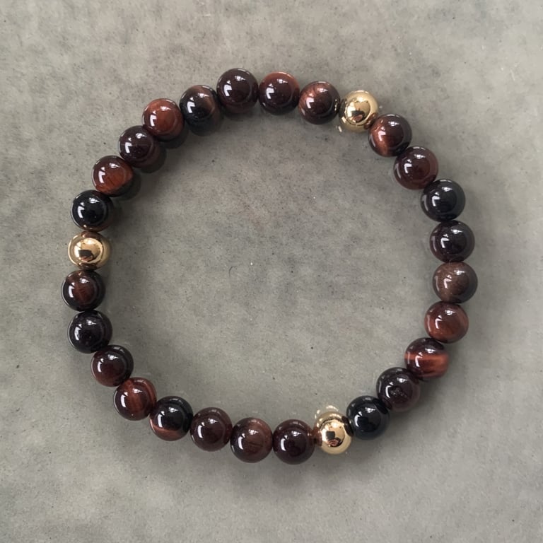 Rød tigerøje armbånd 6mm