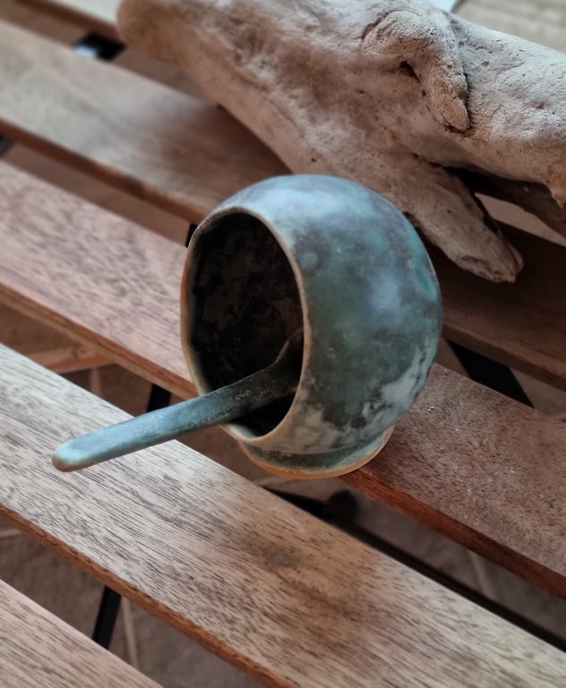 Saltkar -  matgrøn med ske, 9 cm
