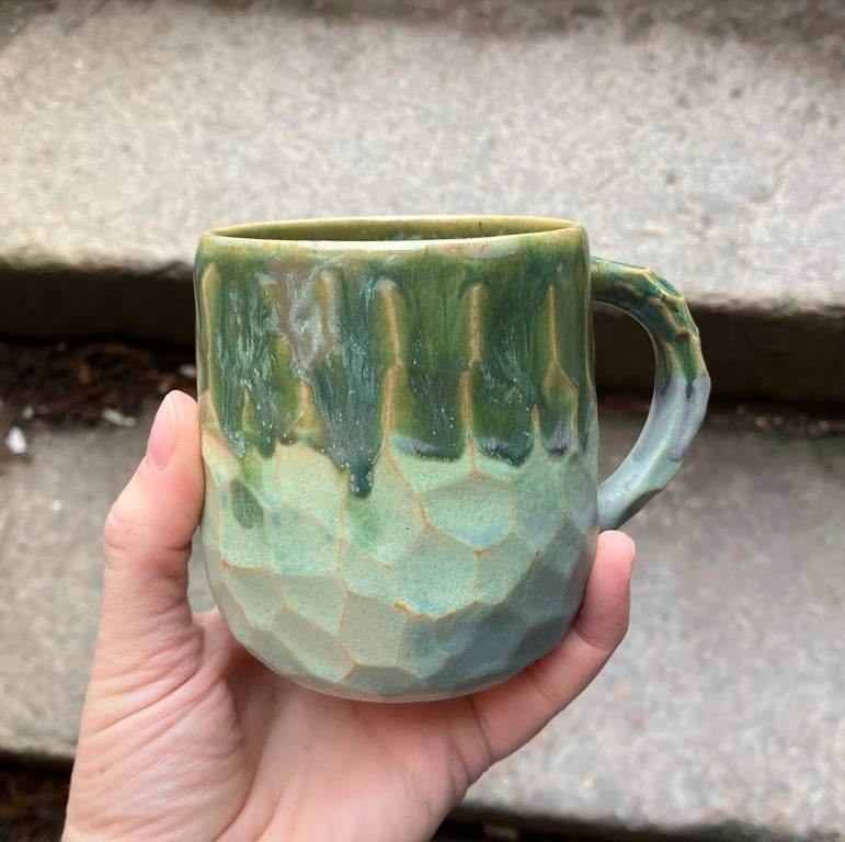 Facetskåret kop med hank billede 6