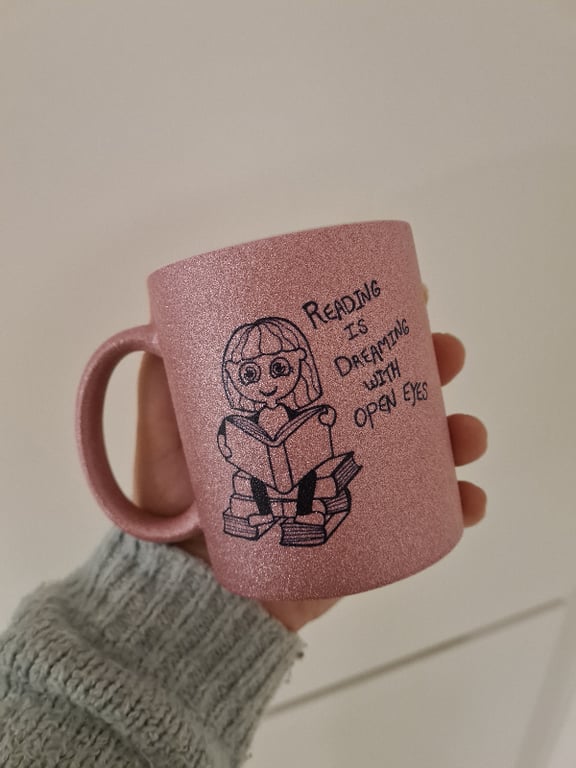 Krus: reading is dreaming with open eyes Pink Glimmer billede 2