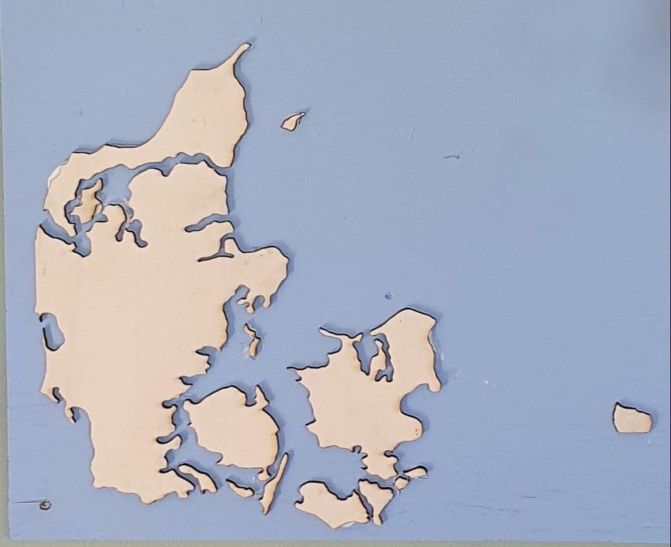 Danmarkskort i krydsfinér