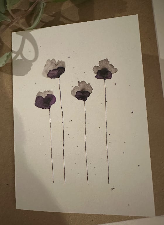 Enkel akvarel - sort og lilla 
