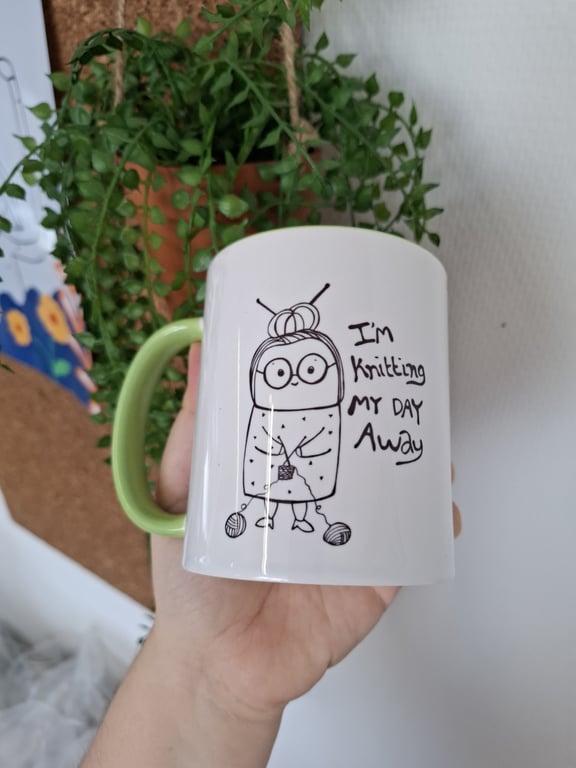 Krus: im knitting my day away Grøn
