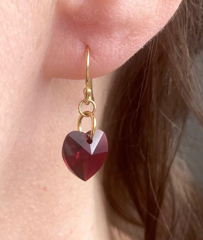Valentines dag gave. Øreringe med Swarovski hjerter  billede 2