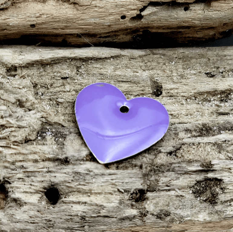 Emalje hjerter - store lilla. billede 2