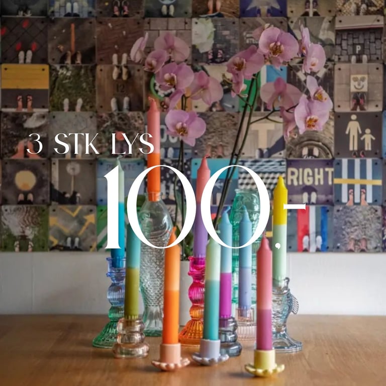 3 stk lys FOR 100,-