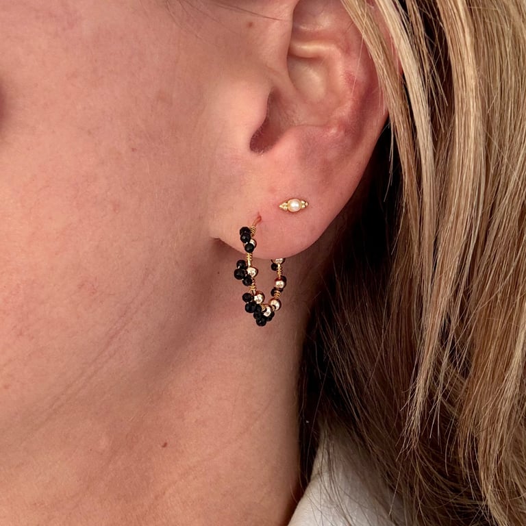 ØRERING EVA SORT AGAT billede 3