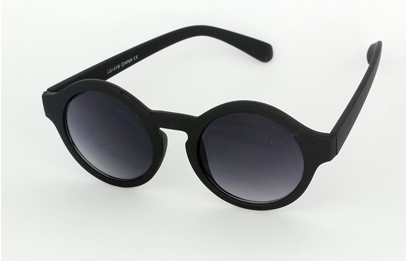 Schwarze runde Damensonnenbrille