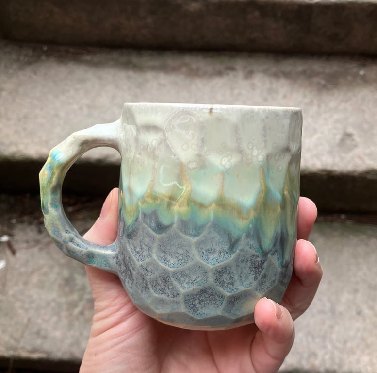 Facetskåret kop med hank billede 3