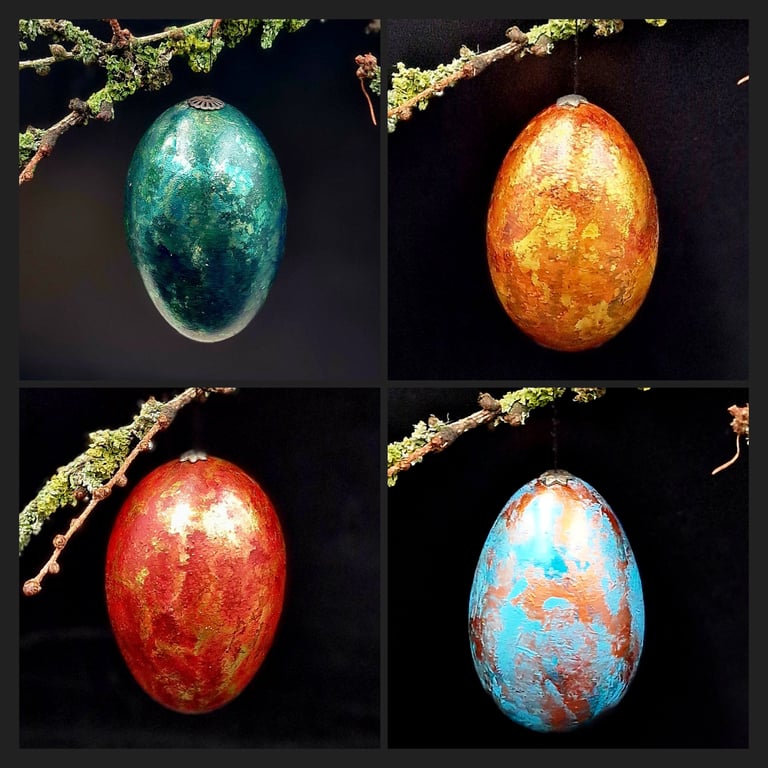 Gåseægs ophæng orange/rød billede 3