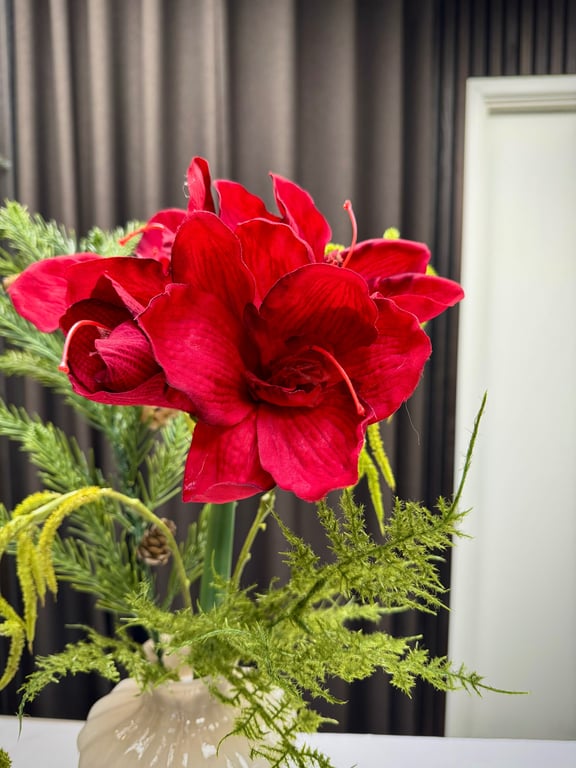 Rød amaryllis buket billede 2